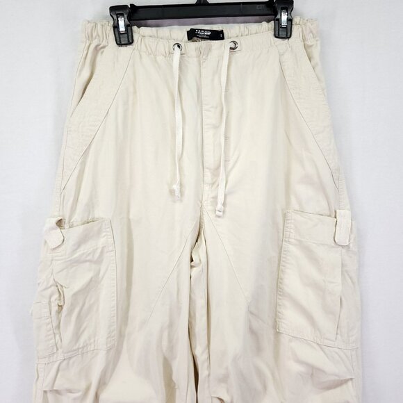 Jaded London Ecru Parachute Cargo Pants Size Small Baggie 30" Elastic Waist - Picture 16 of 16